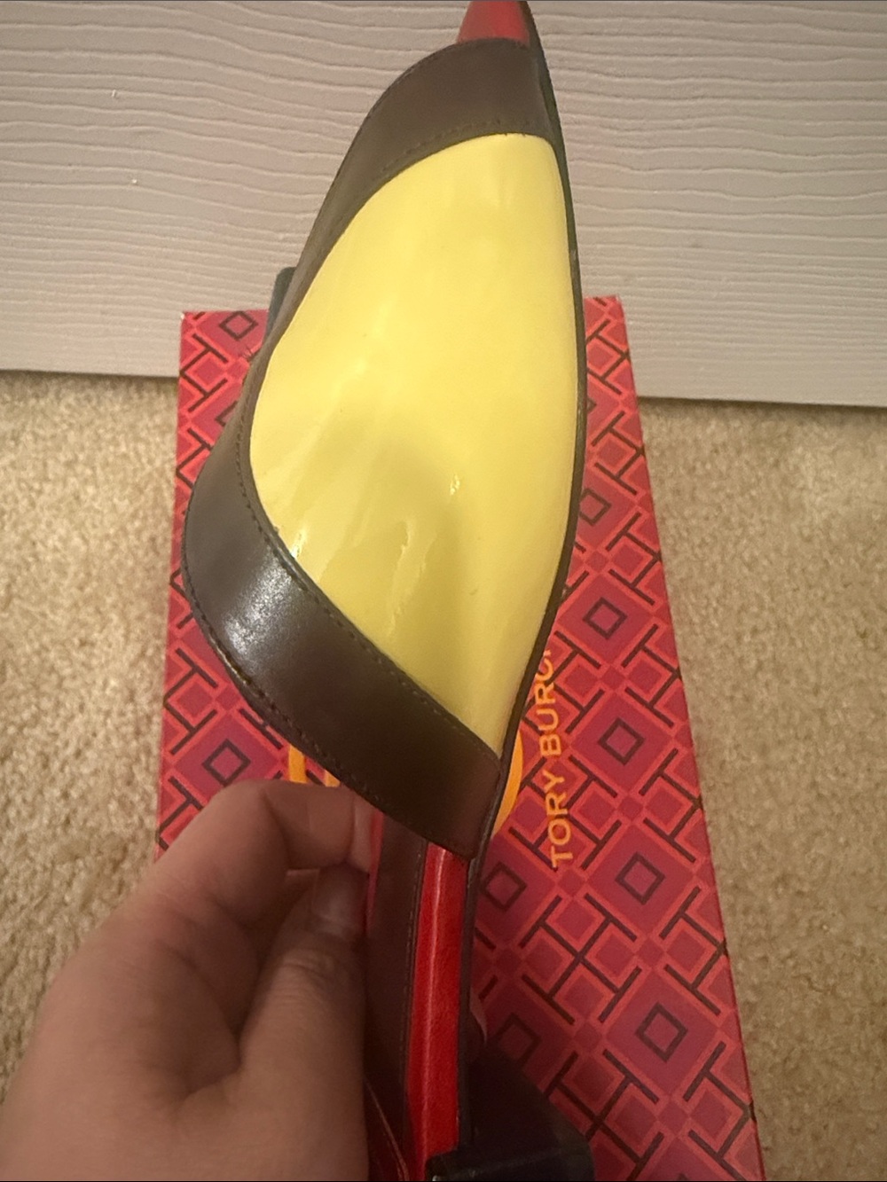 Tory Burch Multicolor Slide Sandals in Red and Blue with Yellow Accents - Picture 4 of 14